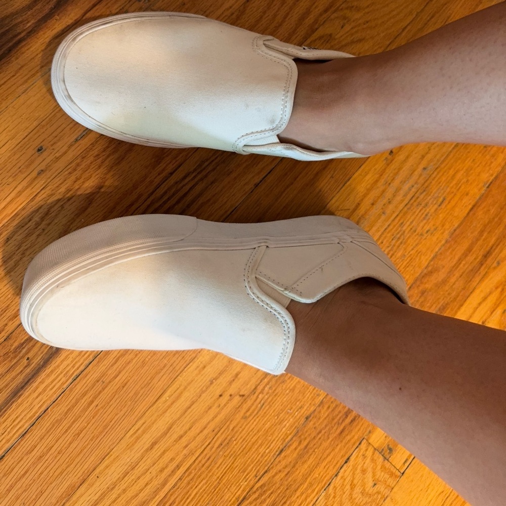 White Platform Vans Size 8